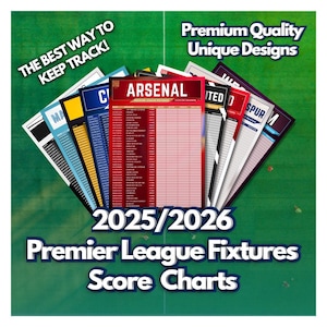 Premier League 2025/2026 Fixtures poster Wall Chart Football poster premier league score chart premier league Gift poster in A3 / A4