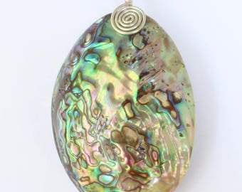 Paua Shell Pendant on Satin Cord