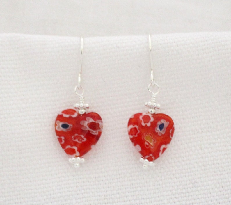 Millefiore Heart Earrings image 1