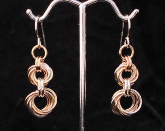 Tri-Color Double-Mobius Flower Earrings