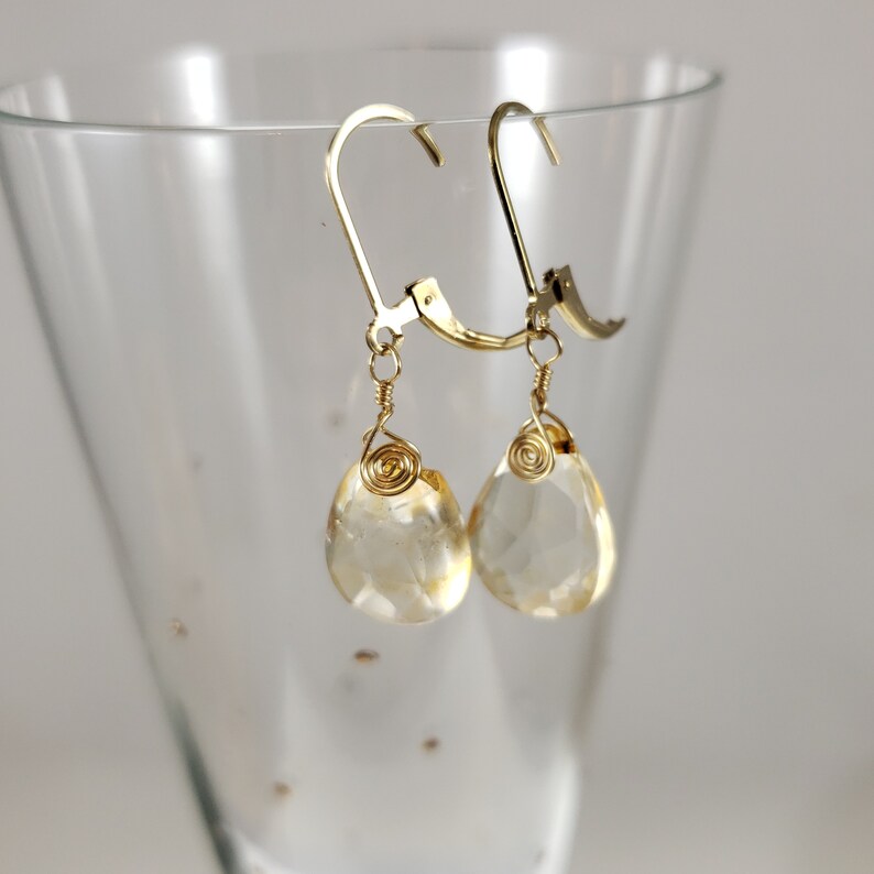 Wire Wrapped Citrine Earrings image 1