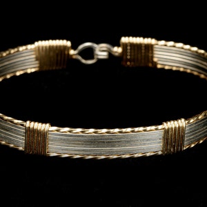 Wire Wrapped Gold and Silver Bangle