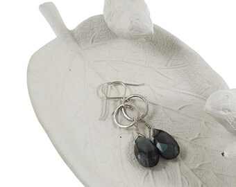 Labradorite and Sterling Silver Wire-wrapped Earrings