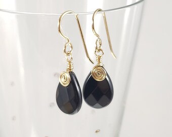 Faceted Black Onyx Earrings