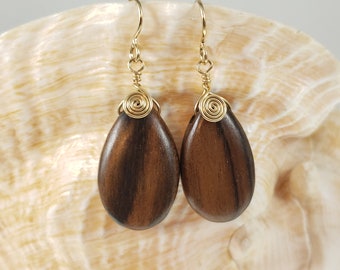 Wood Teardrop Earrings