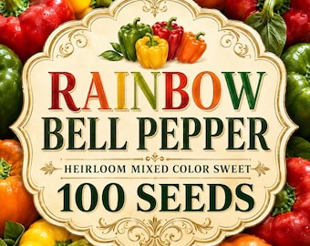 Heirloom Rainbow Bell Pepper Seeds | Mixed Color Sweet Garden Planting (100 Seeds)