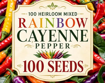 100 Heirloom Mixed Rainbow Cayenne Pepper Seeds | Spicy Garden Planting Chili Peppers