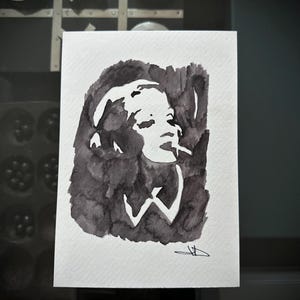 Marlene Dietrich - Cartão/pintura feito à mão - Cartão de aniversário chique - Cartão de feliz aniversário - Cartão de felicitações - Luxo - Único