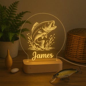 Custom Night Light for Fishermen – Personalized Fishing Lamp, LED Nightlight Gift, Unique Decor for Anglers & Night Fishing