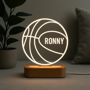 Personalized Basketball Night Light – Custom LED Lamp for Players & Fans, Unique Sports Room Decor, Gift for Kids, Boys, Athletes