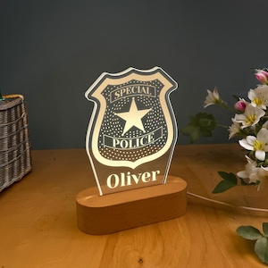 Personalized Police Badge Night Light - Custom LED Light for Law Enforcement Fans, Officers, and Police Enthusiasts