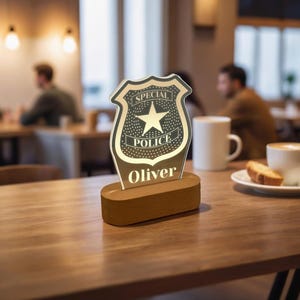 Police Badge Lamp, Personalized Light, Custom Police Lamp, Badge Design Light, LED Police Light, Police Decor Lamp, Badge Nightlight