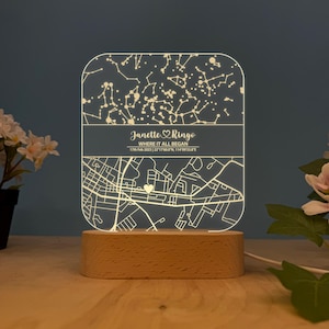 Benutzerdefinierte Sternenkarte nach Datum Nachtlicht, Sternenkarte LED Schreibtischlampe, personalisierte Konstellationskarte, Nachthimmel nach Datum, Valentinstag Geschenke für Ihn