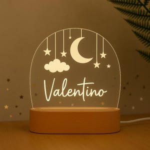 Custom Baby Night Light with Name – Moon, Stars & Clouds | Nursery Lamp, Kids Gift, Bedroom Decor, Newborn Present