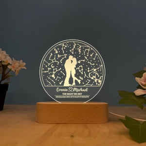 Lámpara de noche con mapa estelar personalizado por fecha, lámpara de escritorio LED con mapa estelar, mapa de constelaciones personalizado, cielo nocturno por fecha, regalos de San Valentín para él