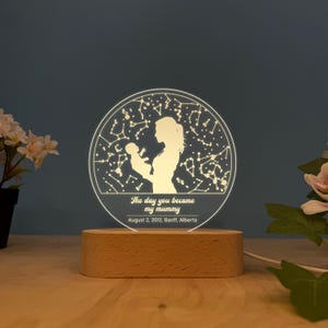 Veilleuse personnalisée, carte des étoiles par date, cadeau fête des mères, cadeau d'anniversaire de maman, cadeau d'anniversaire, cadeau Saint-Valentin