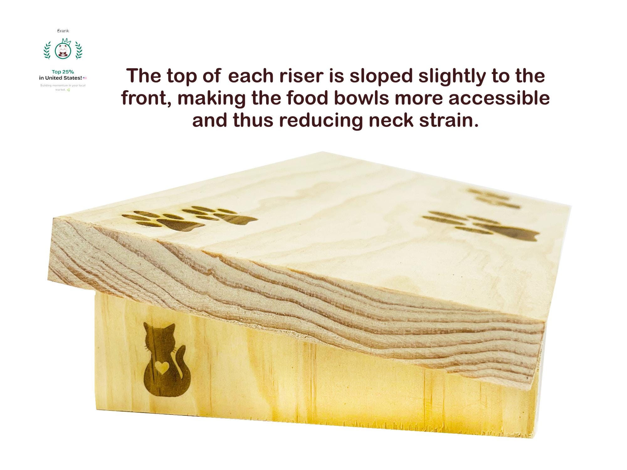 Elevated Cat Food Stand, Wood Riser for Cat Feeding Station - Etsy