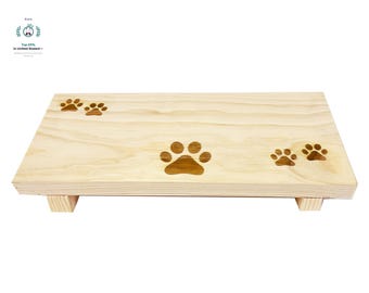 Elevated Cat Food Stand, Wood Riser for Cat Feeding Station
