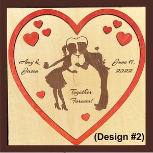 Personalized Wedding Wall Plaque: Personalized Wedding gift, Personalized Bridal Shower gift, Kissing Couple, Names & Date Heart with Couple