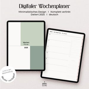 Digital Planner German 2025 I Digital Calendar 2025 | Minimalist Digital Calendar iPad + Goodnotes | Weekly and monthly planning
