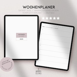 Digital Planner 2025 German I Digital Calendar 2025 | Minimalist Digital Calendar iPad + Goodnotes | Weekly and monthly planning