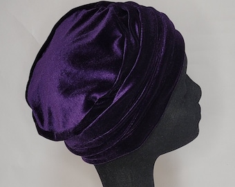Womens Brown Stretch Velvet Hat, Slouchy Beanie Hat, Soft Scully Hat Handmade Brown Velvet Slouchy Beanie Hat: Soft Stretch Scully - Etsy main image 2
