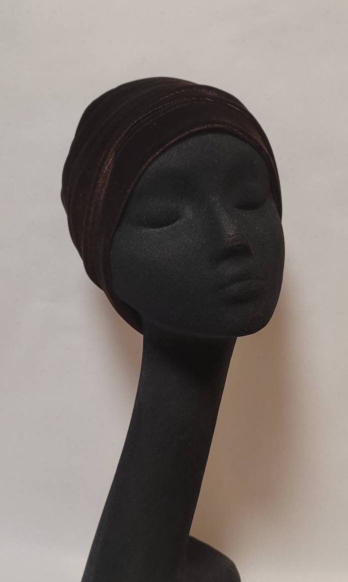 Womens Brown Stretch Velvet Hat, Slouchy Beanie Hat, Soft Scully Hat Handmade Brown Velvet Slouchy Beanie Hat: Soft Stretch Scully - Etsy main image 3