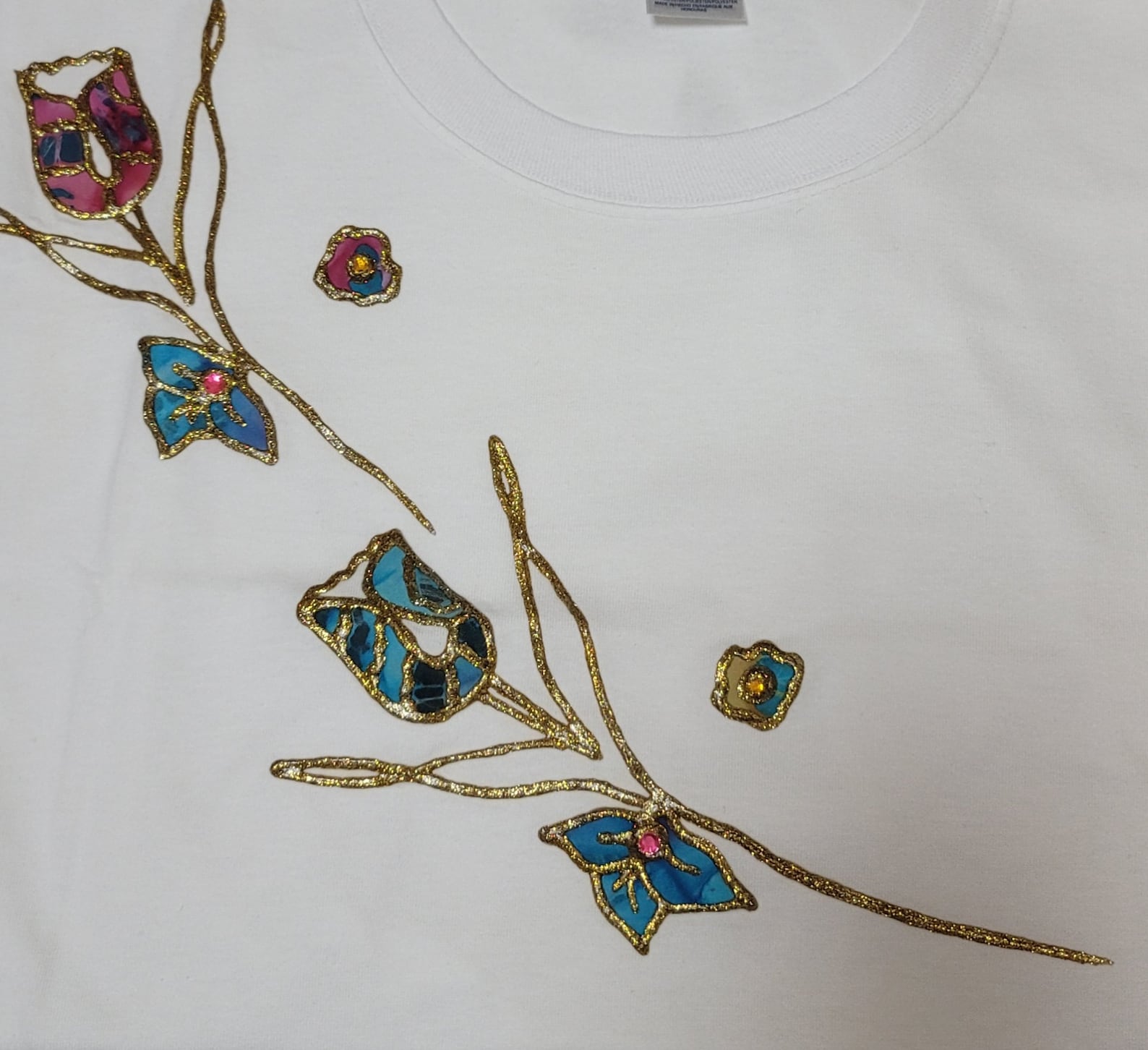 Floral Beadwork Six Bands T-shirt for Women
