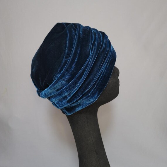 Soft Blue Velvet Beanie with Lining Sky Blue Satin Lined Beanie – Taelor Boutique main image 2