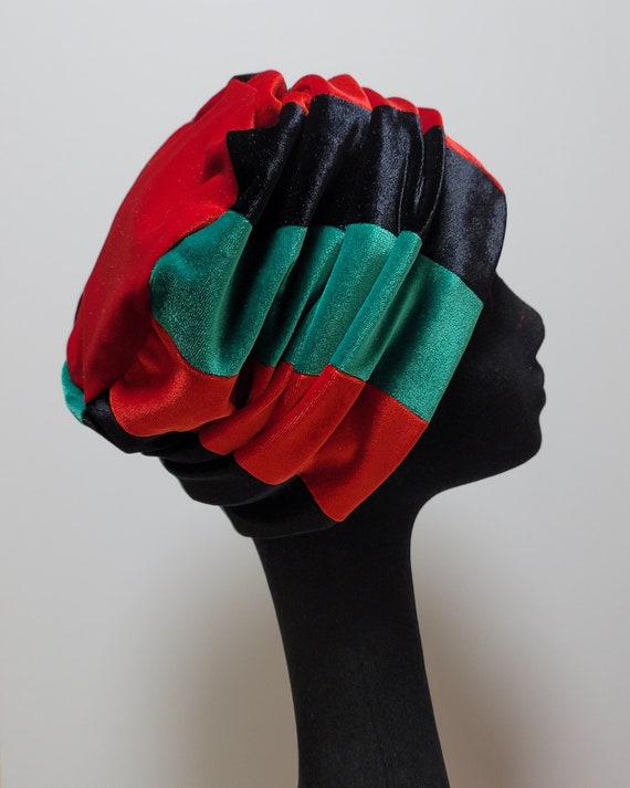 Womens Red, Black, and Green Stretch Velvet Soft Slouchy  display picture 2