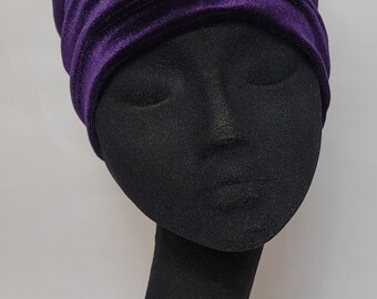 Handmade Dark Purple Velvet Slouchy Beanie Hat - Etsy display picture 2