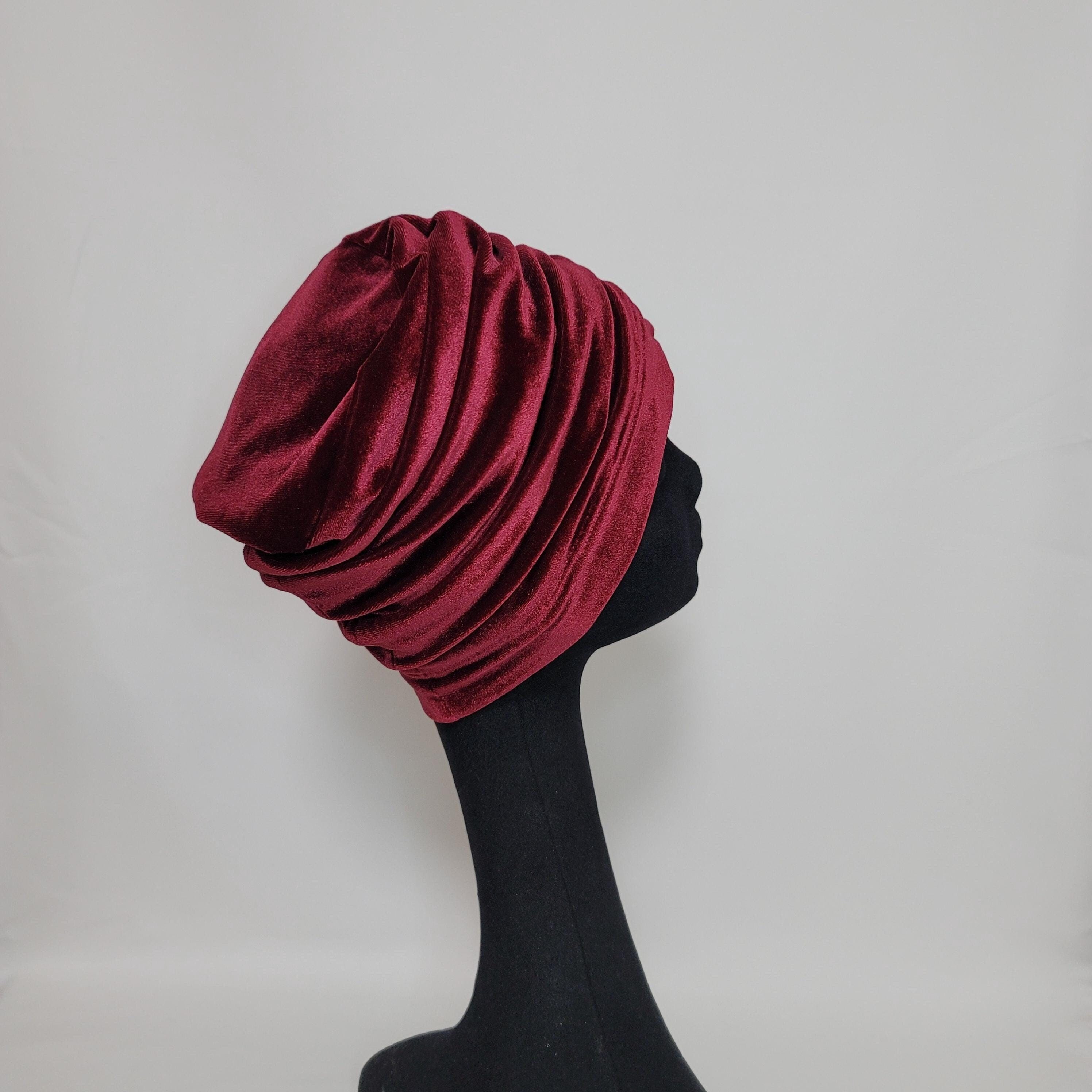Womens Brown Stretch Velvet Hat, Slouchy Beanie Hat, Soft Scully Hat Handmade Women main image 3