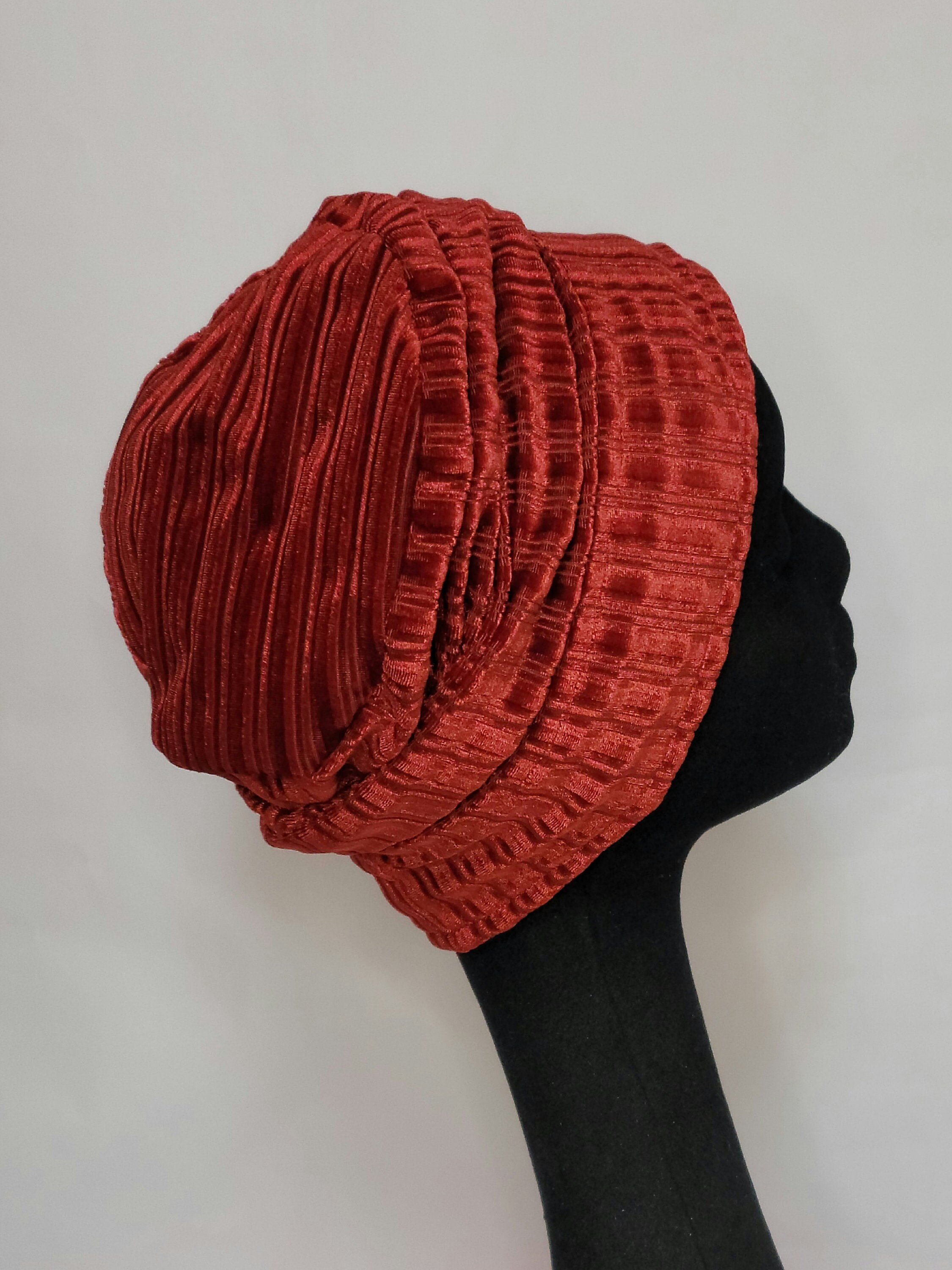 Womens Brown Stretch Velvet Hat, Slouchy Beanie Hat, Soft Scully Hat Handmade Women main image 2