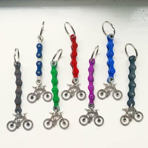 Mountain Bike Keychain Handmade Bicycle Chain Key Ring, MTB Gift, Unique Keyring for Bike Lock or Shed Key, Cycling Accessories