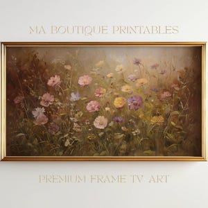Summer Wildflowers Frame TV Art, Samsung Frame Tv Art Vintage Style Field Of Flowers, Spring Country Farmhouse Cottage Tv Art, Digital TV30