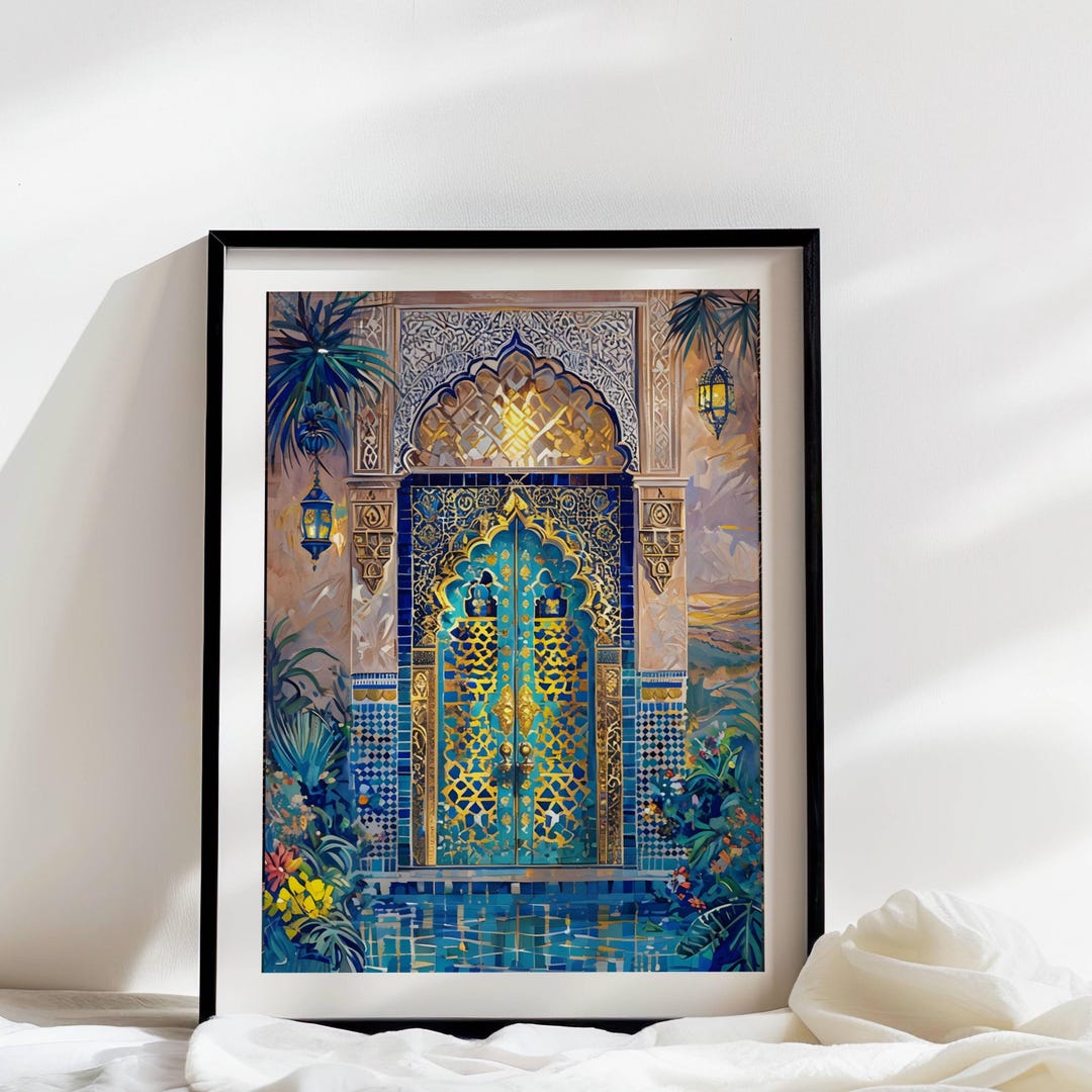 Morocco Wall Art Painting Boho Watercolor Print, Maroc Arabesque ...