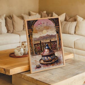 Moroccan Paintings Digital Download, Moroccan Tajine Wall Art Printable, Boho Kitchen Decor, Moroccan Food Poster, Mediterranean Decor