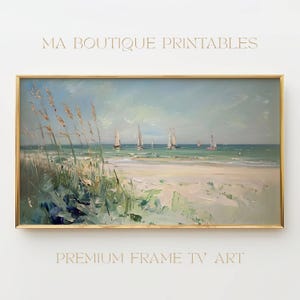 Coastal Summer Sailboat Frame TV Art, Samsung Frame TV Digital Download, Abstract Ocean Painting, Nautical Seascape, Coastal Landscape Decor