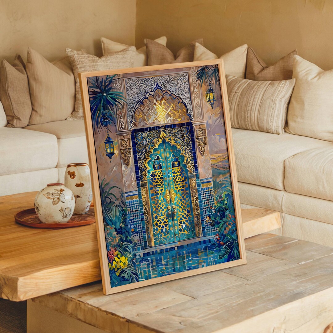 Morocco Wall Art Painting Boho Watercolor Print, Maroc Arabesque ...