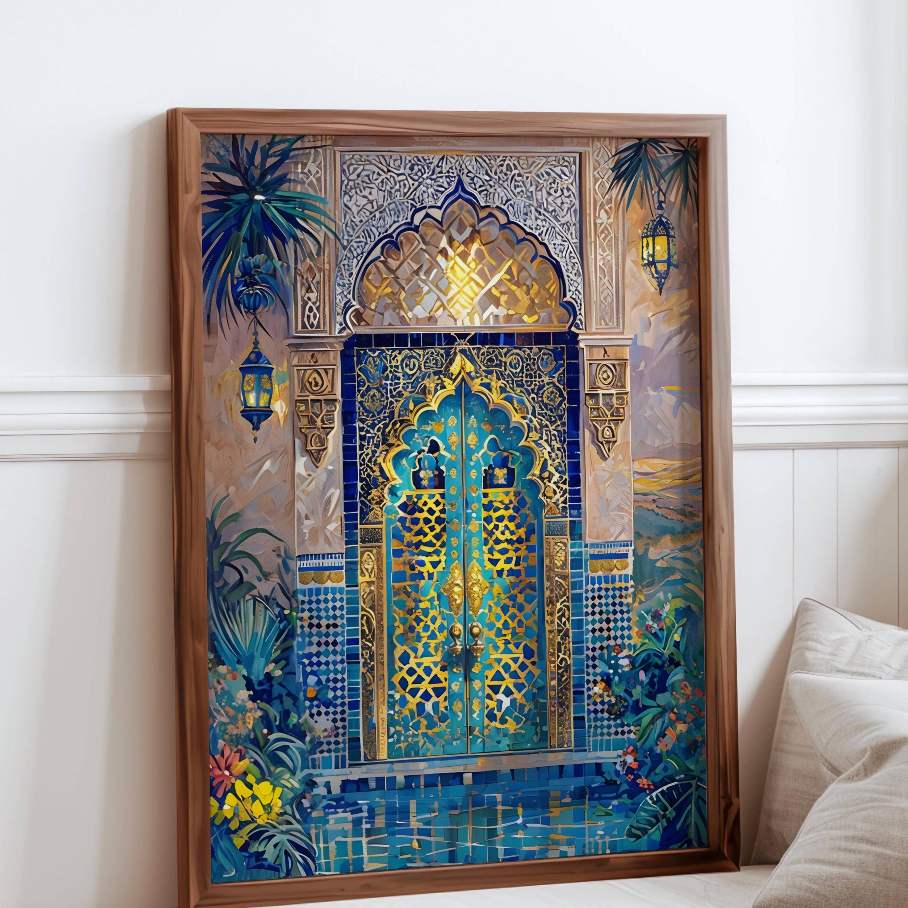 Morocco Wall Art Painting Boho Watercolor Print, Maroc Arabesque ...