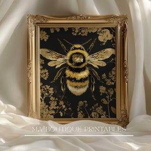 Gothic Bumblebee Print, Dark Academia Insect Wall Art, Vintage Gothic Bee (Digital Download)
