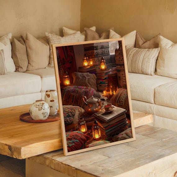Impressão de Cantinho do Chá Marroquino: Lanternas Boho, Decoração