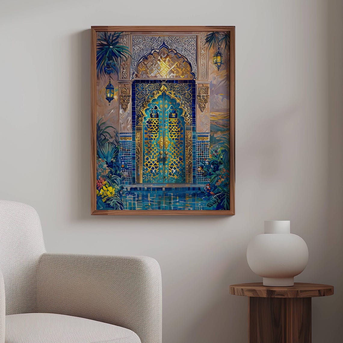 Morocco Wall Art Painting Boho Watercolor Print, Maroc Arabesque ...
