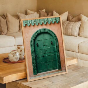 Moroccan Door Digital Download – Earthy Green Arch Wall Art for Calm, Cozy Homes Moroccan Wall Art Mediterranean Decor Door Photography