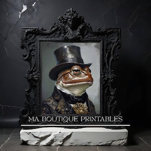 Gothic Frog Gentleman Portrait, Vintage Toad Halloween Artwork, Victorian Anthropomorphic Art, Dark Academia Witchcore Digital Download