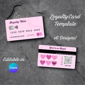 Pink Kreditkarte Bank Card Style Pink Loyalty Card Template Für Nageldesigner, Lash-Techniker, Friseure, Small Business Besitzer