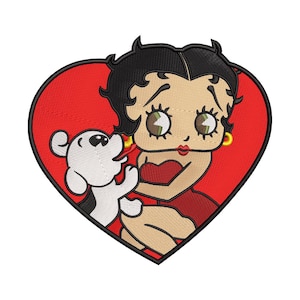 High-Quality Cartoon Embroidery Design, Vintage Heart Patch File, Cute Character Stitch, Available in 6 hoop sizes