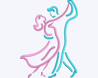 Romantic Valentine Couple Embroidery Design File