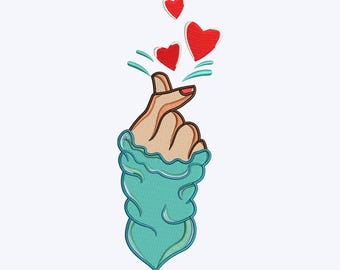 Korean Love Sign Embroidery Design Files - Available in all Sizes