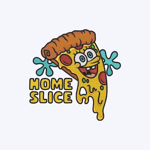 Home Slice Funny Pizza Cartoon Embroidery Pattern, Cartoon Design for Kids Gift, Instant Download, Available in All Hoop Sizes